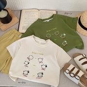 全2色[80-130cm] 女の子男の子 プリント 半袖Tシャツ 韓国風 トップス  カットソー 春夏 キッズ 子供服