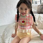 2025夏限定 ケーキ柄 女児水着 速乾 ビーチプール用