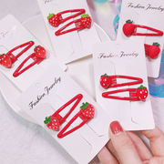 2個/セット いちごヘアピン 子供ヘアピン いちご ヘアクリップ 女性ヘアアクセサリー   いちごアクセサリー