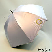 【晴雨兼用】【長傘】シャンブレーミモザ刺繍柄晴雨兼用手開き傘