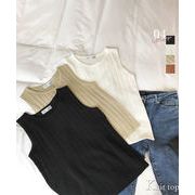 【日本倉庫即納】 リブニット タンクトップ ニットトップス