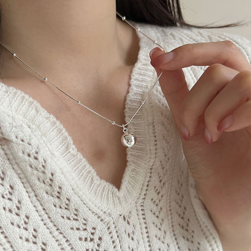 ボールネックレス ボールステーション S925 シルバーアクセサリー アレルギー対応 おしゃれ 大人かわいい