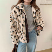 2024秋冬韓国風デザイン花柄もこもこコート
