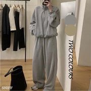 【春新作】韓国風レディース服　春　シンプル　カジュアル トレーナー セットアップ きれいめ