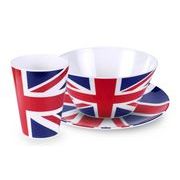 ユニオンジャックメラミンプレート、ボウル、カップセット