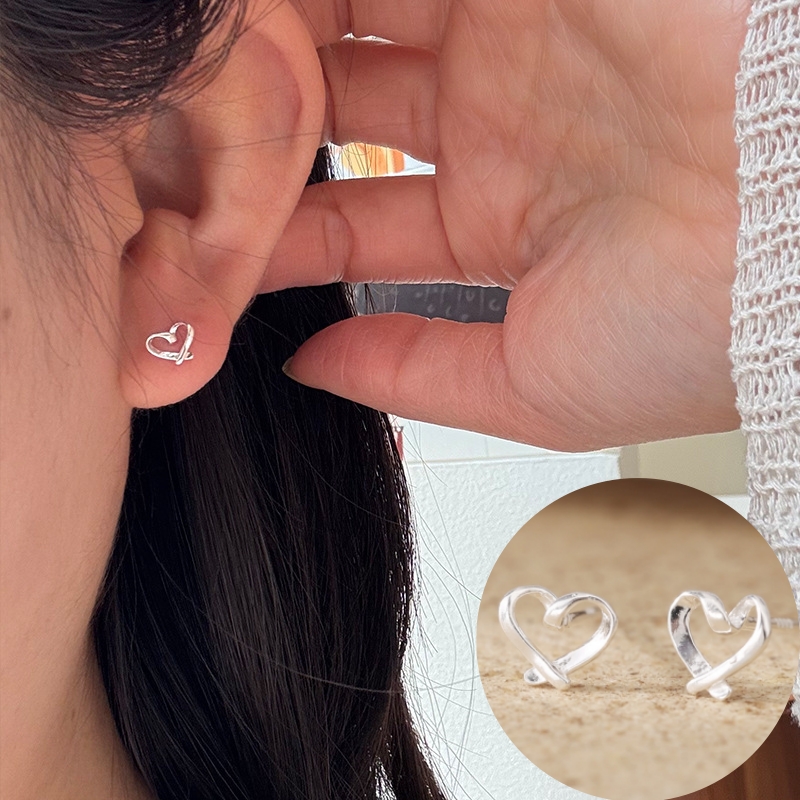 ハートフレームピアス 個性的 S925 シルバーアクセサリー アレルギー対応 大人かわいい おしゃれ 上品