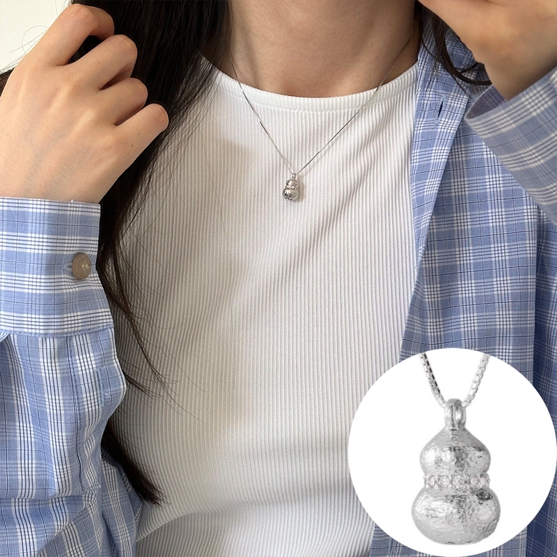 ひょうたんネックレス 個性的 S925 シルバーアクセサリー アレルギー対応 おしゃれ 大人かわいい 上品
