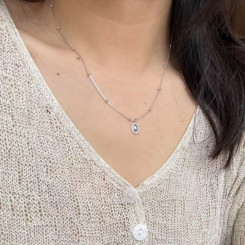 ボールステーションネックレス メダル S925 シルバーアクセサリー アレルギー対応 おしゃれ 大人かわいい