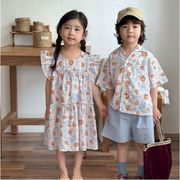2025夏新作 韓国風子供服 キッズ服 半袖 トップス+ズボン 男女兼用 カジュアル 80-150cm 2点セット