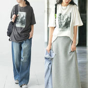 ANJIL☆カラースプレーTシャツ＋テンセル薄手デニムパンツ セットアップ