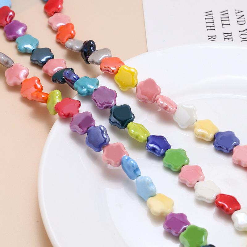 陶器 ビーズ 星 モチーフ ビーズ アクセサリーパーツ 花