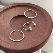 ビーンズシルバー指輪 3点セット 個性的 S925 シルバーアクセサリー アレルギー対応 調整可能 おしゃれ