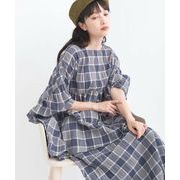 ●人気商品！シャーリングチェック ゆったりフリルプルオーバー