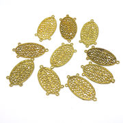 【在庫限り】 メタル合金パーツ 約29x14x1.1mm （丸カン内径1mm） ゴールドカラー 《10個》 金具