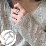 T字シルバー指輪 H字 個性的 S925 シルバーアクセサリー アレルギー対応 調整可能 おしゃれ 上品