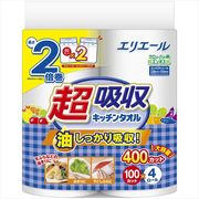 エリエール超吸収キッチンタオル４Ｒ（１００カット） 【 大王製紙 】 【 キッチンタオル 】