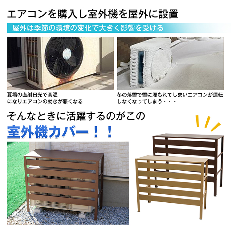 エアコン 室外機 カバー 通気口 雪 日よけ ルーバー 目隠し