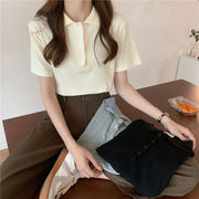 2025春夏レディース服 カジュアル系 無地 ポロシャツ Ｔシャツ トップス インナーシャツ 3色展開[M~XL]