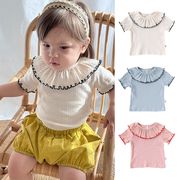 LYU☆2025夏 女の子フリル付き半袖Tシャツ 新作 女の子フリル襟トップス ベビー服