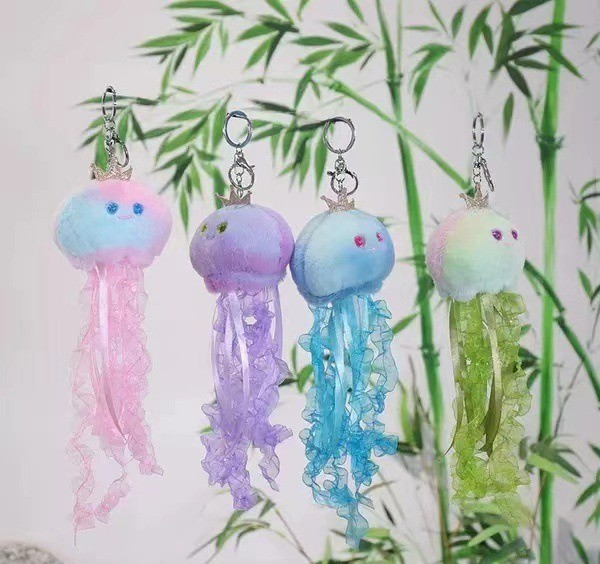 4色   かわいい クラゲのキーホルダー  海洋 動物   韓国ファッション  タコ キーチェーン