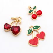 春夏アクセサリー/フルーツ/チェリー/さくらんぼ/エポチャーム/A級ガラスストーン使用/最安値＆当日出荷