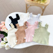 ベビー服　73~100cm　ベビーキャミソール　フリルショール　リボントップス　韓国ベビー服