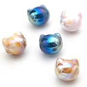 猫ビーズ/猫雑貨/横向き貫通穴/高品質UV鍍金アクリルビーズ/最安値＆当日出荷