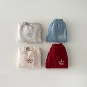 全2色[80-130cm] 子供 韓国風 スウェットセットアッブ 刺繍入り上下セット トップス＆パンツ 男女兼用