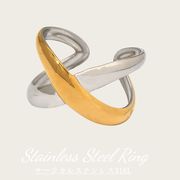 バイカラー指輪　ステンレス リング「高品質」アクセサリー アレルギー対応 デザイン18Kリング