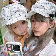 キャスケット　帽子　レディース　韓国ファッション　春夏　ドット柄