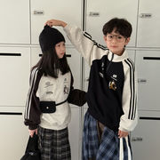 子供服　90~150cm　キッズトレーナー　ラインジッパーフード　男女兼用　韓国キッズ服