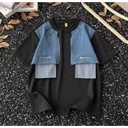 Tシャツ  半袖 ブラウス レイヤード 切り替え メンズトップス