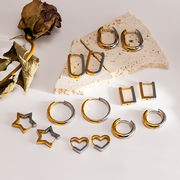 ステンレスイヤーカフ フープピアス アクセサリー 両耳イヤリング 18k　金属アレルギー対応