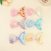 Y2K キッズ用 ガール ヘアクリップ ヘアピン ヒトデ 貝殻 人魚姫 マーメイド スパンコール 6色