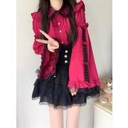 ゴスロリ風ドールカラー半袖シャツ 姫袖ロリータ長袖インナー 秋冬コーデ