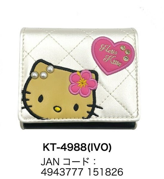 サンリオキャラクターズ　BOXコイン　三つ折り財布　財布　ワッペンキティ　ハローキティ IVO