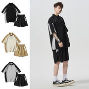 メンズ スポーツ風 半袖 Tシャツ 男女兼用 ショートパンツ セットアップ 春夏 新作★全3色