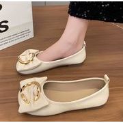 パンプス シューズ ぺたんこ フェイクレザー 履きやすい お出かけ