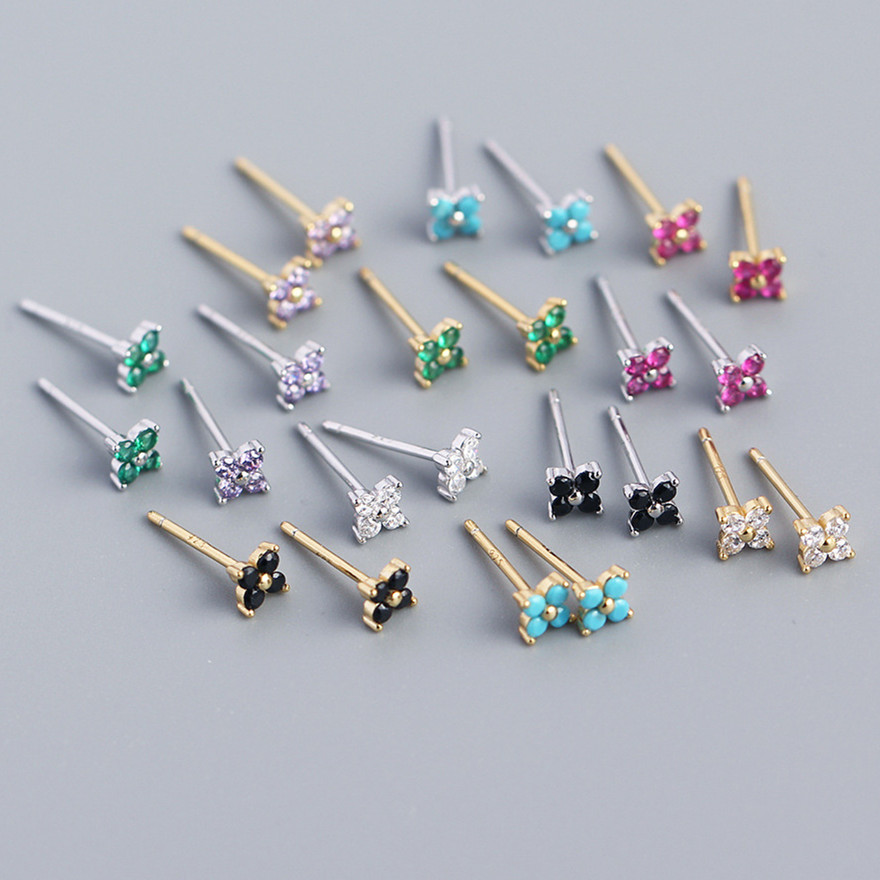 可愛い お花のピアス フラワーモチーフ ダイヤモンド ピアス シルバー ゴールド 透明 スタッドピアス