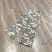 格好いい ウォッシュ加工 ストレートシルエット パラシュート柄 ワークパンツ