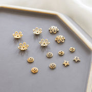 ピアスパーツ ビーズキャップ 座金 花座 6mm ゴールド フラワー ハンドメイド アクセサリーパーツ 金属