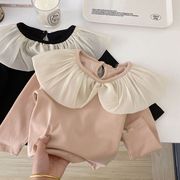 全2色[80-120cm] 子供服 女の子 長袖Tシャツ 春秋用 韓国風 フリル襟 可愛い おしゃれ インナー カットソー