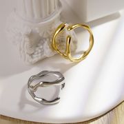 波紋の環　ステンレス製開口リング　ミニマルウェーブ・レディース　指輪