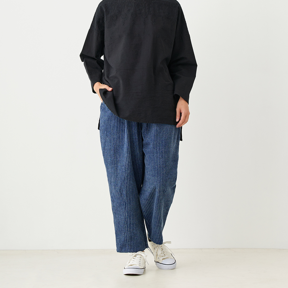 【Shanti Shanti】カーブパンツ ロープ[レディースゆったりセットアップカジュアルアジアン秋冬25AW]