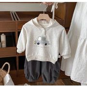 2025秋新作 韓国子供服  キッズ服 フード付きシャツ+ワイドパンツ 2点セット別々に販売する73-100cm