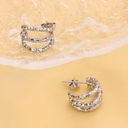 欧米INS風｜18Kメッキステンレス製 三連C型イヤリング（レディース）