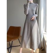 2025新作 フレンチ風 レディース ニットワンピース 秋冬 袖口スリットデザイン　セーター