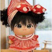 綿人形 格子スカートヘッドラップ ドールハウス ドール用 着せ替え ミニドール ぬいぐるみ用服 10cm/2色