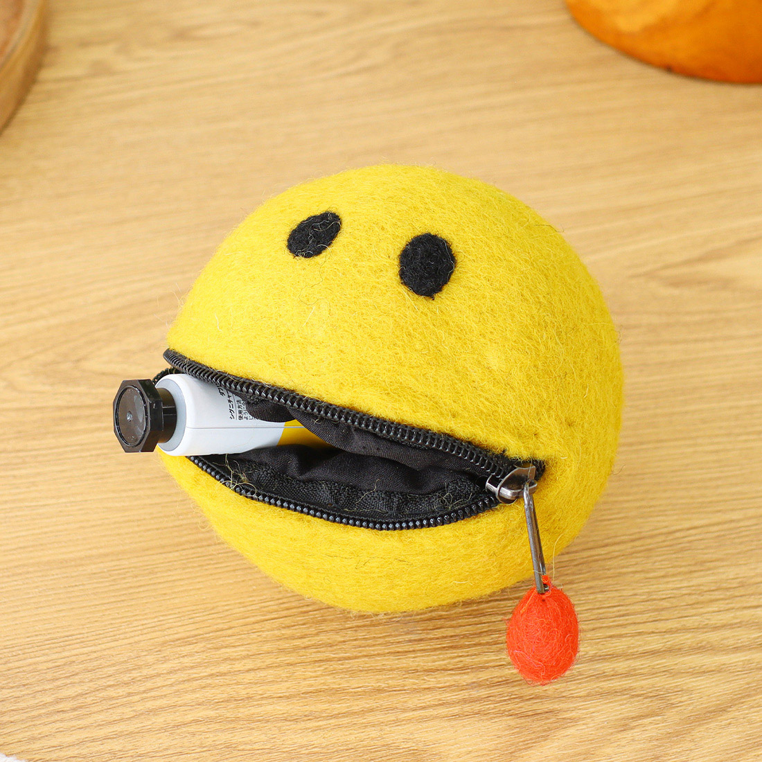 ネパールフェルト フェイスポーチ スマイル[スマイリー羊毛ひつじウール財布小銭入れ25AW]