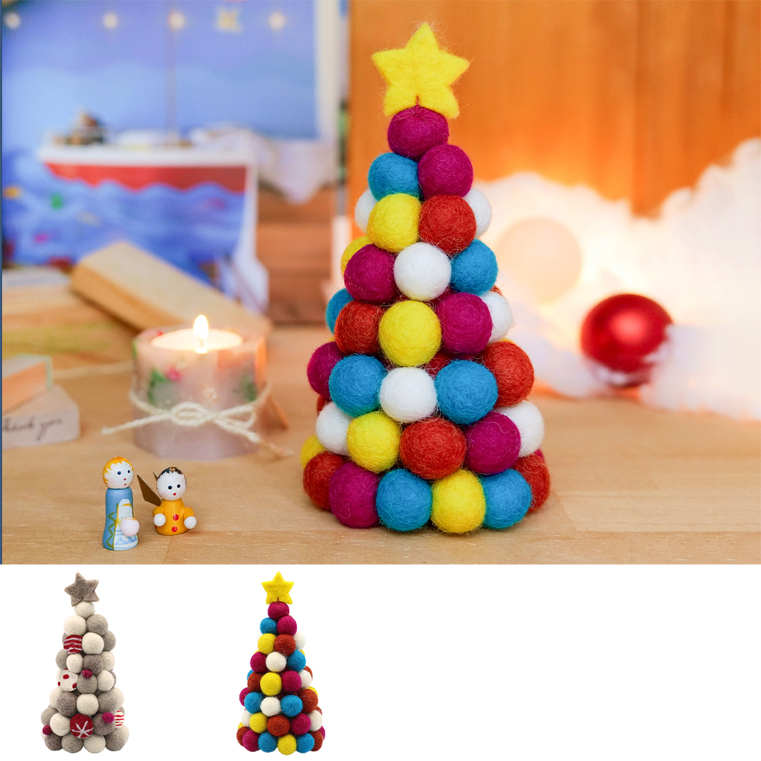 ネパールフェルト ツリー[フエルト羊毛ひつじウールクリスマス25AW]